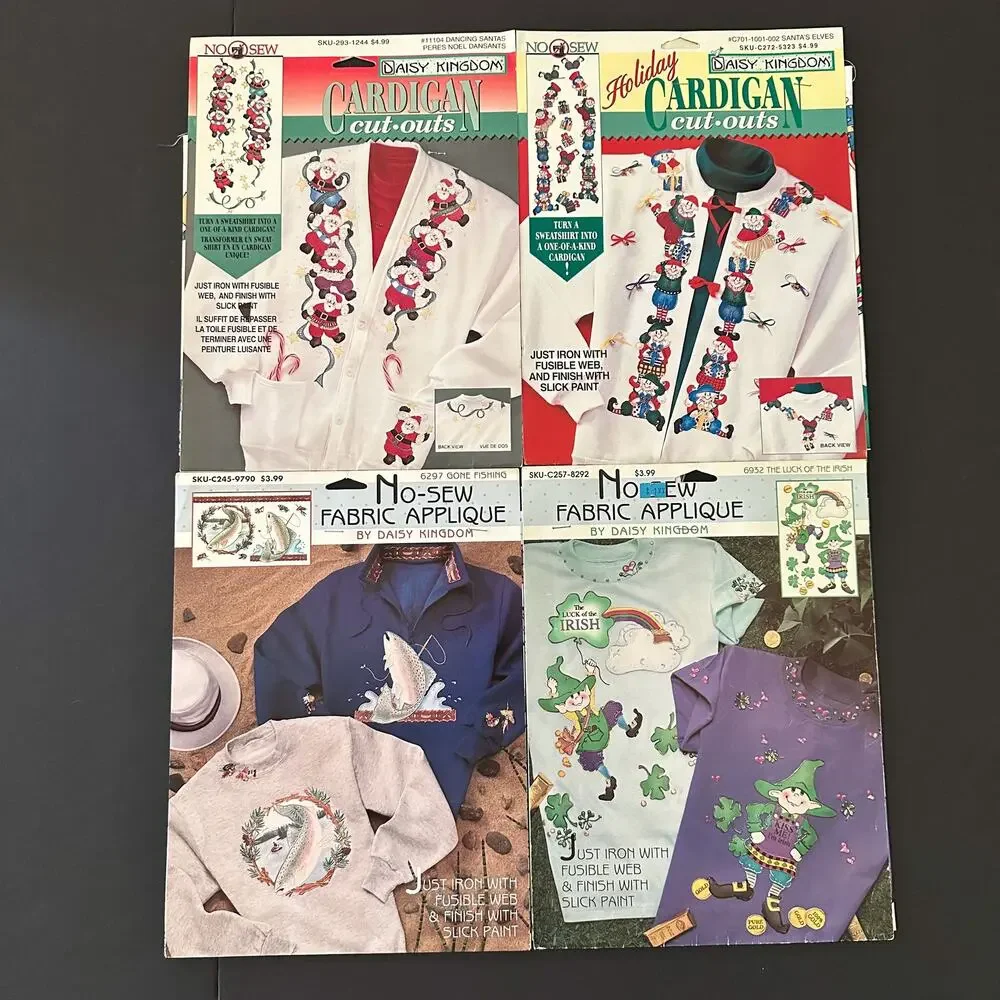 Daisy Kingdom Cardigan Cut Outs and Appliques Christmas Fishing Leprechaun